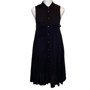 TIMING women's tag size Large button front Black sleeveless midi dress